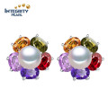 8-9mm bouton AAA Dernier design de boucles d&#39;oreilles naturelles en perles d&#39;eau douce